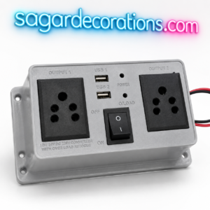 12V/24V DC to 220V AC Power Inverter Converter with Dual Output, 2 USB Ports & Overload Protection