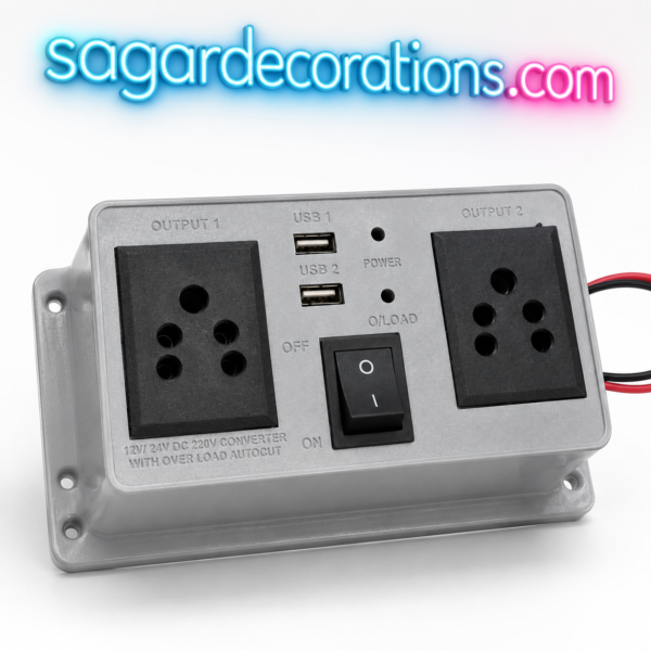 b60af931-35b8-4408-a932-d549f15a1084 12V/24V DC to 220V AC Power Inverter Converter with Dual Output, 2 USB Ports & Overload Protection