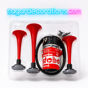 5241e627-96a9-400b-b583-b9f51228f68b 3 pipe black motor (Stable horn) / electric horn/ stoble horn / stebal horn / black motar horn / kaali motar wala horan / black motor horn heavy