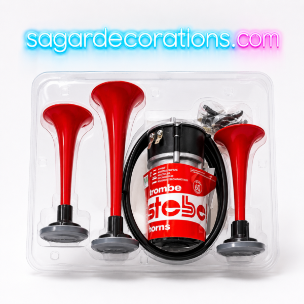 5241e627-96a9-400b-b583-b9f51228f68b 3 pipe black motor (Stable horn) / electric horn/ stoble horn / stebal horn / black motar horn / kaali motar wala horan / black motor horn heavy
