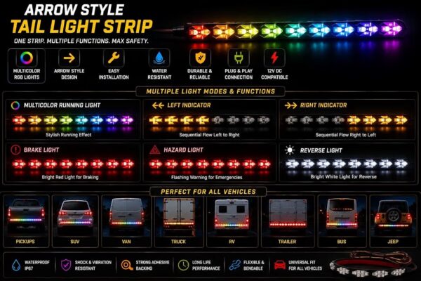 71ohqcgkyyl-_ac_aiweblab1006854t4_fmavif_sf10501050_pq64_-jpg Multicolour LED Tail Light Strip for Car, Pickup and Truck
RGB Colour Changing, Waterproof Design, Easy Installation, Flexible Strip, Arrow LED Modules / multi break strip / multi arrow tail light / (12v / 24 volt common )