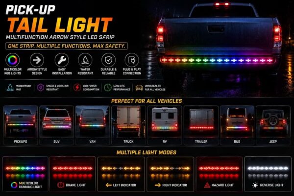 71u3ofjkohl-_ac_aiweblab1006854t4_fmavif_sf10501050_pq64_-jpg Multicolour LED Tail Light Strip for Car, Pickup and Truck
RGB Colour Changing, Waterproof Design, Easy Installation, Flexible Strip, Arrow LED Modules / multi break strip / multi arrow tail light / (12v / 24 volt common )
