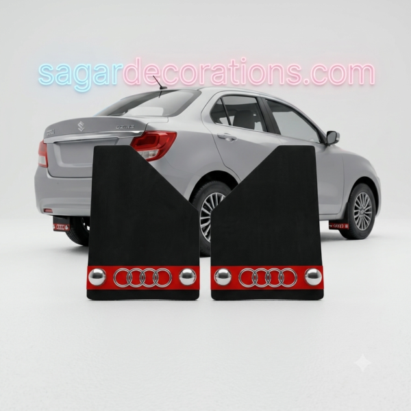 SagarGuard Mud Flaps [with audi logo+Radium] (2-pis) –Heavy Duty | Flexible | Waterproof | for sedan cars heavy tyre based rubber for ecco and all cars universally fitting