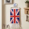 Indian 🇬🇧 Tricolour Mini Flag Car Rear View Mirror Hanging Decor with Suction Cup and Fringe (United Kingdom)