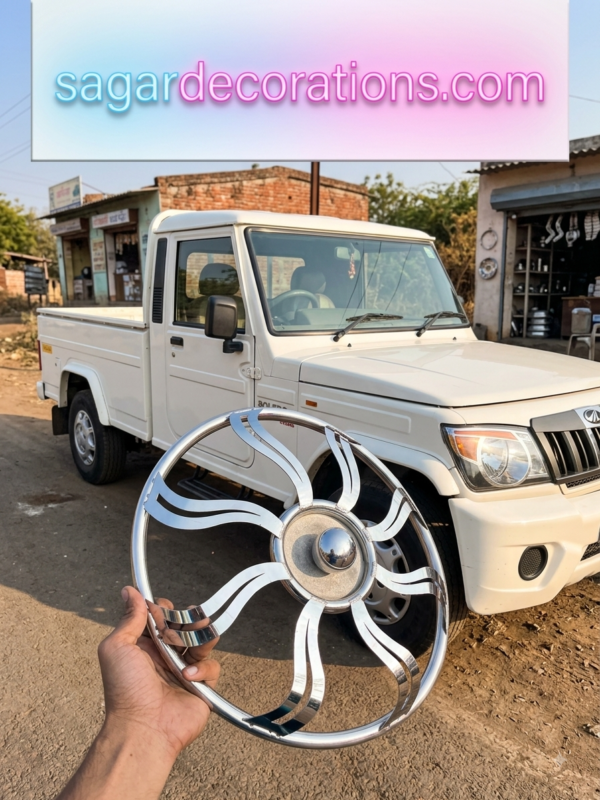 img_4943 Stain less steel wheel cap, R -15” inch tyre bolero wheel cap, new design wheel cap, steel wheel cap (rust free material) heavy quality build (set of 2 pis) (2 पीस आयेगा) (15 इंच टायर के लिये)