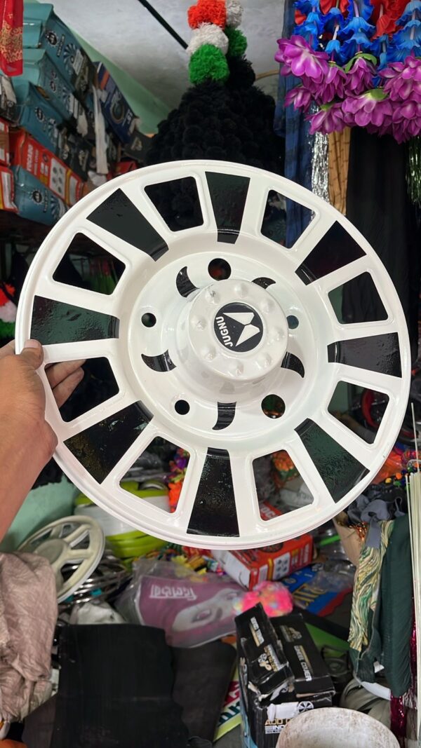 2 White wheel cap [Size R 15” inch] ( *2 pis inside) for Bolero and all 15” inch tyre size / waterproof wheel caps / white design wheel / coating wheels/ coated wheel cover / new wheel cap / fancy wheel cap / veel cap (*2 पीस आयेगा) 15 इंच टायर 🛞 में लगेगा जैसे बोलेरो/ सफ़ेद व्हील कैप / VIP wheel covers