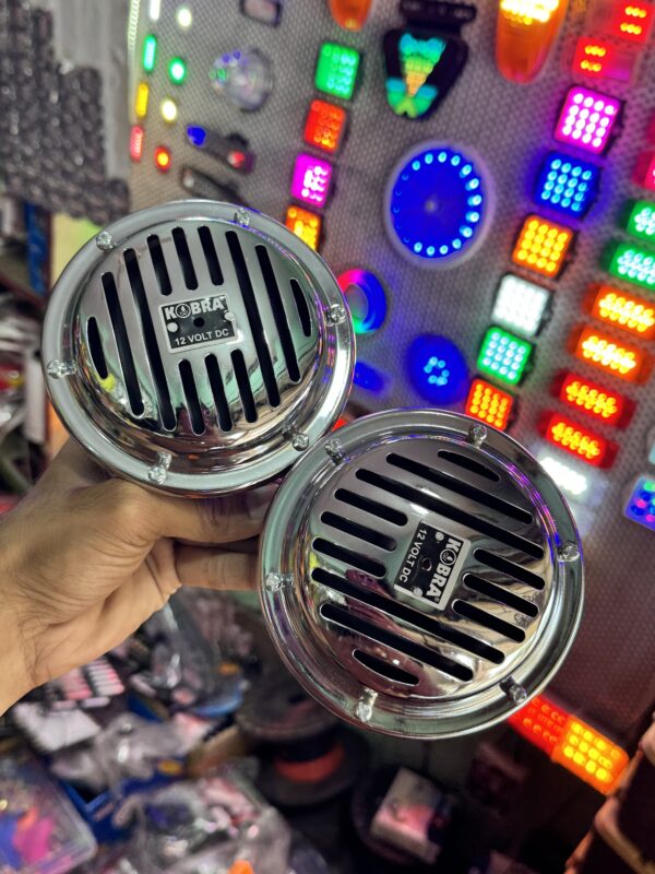 Kobra steel horn 2 pis / Stil horns set of 2 / steel horn / Vibrosonic horns (12volt only) Kobra Automotive Horn / Kam - 445 / Chrome grill horn / waterproof horns