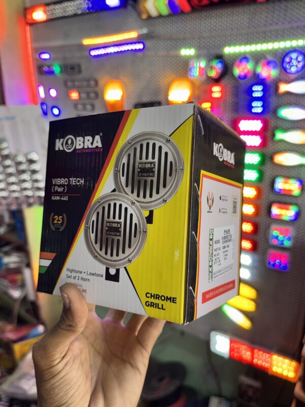 Kobra steel horn 2 pis / Stil horns set of 2 / steel horn / Vibrosonic horns (12volt only) Kobra Automotive Horn / Kam - 445 / Chrome grill horn / waterproof horns