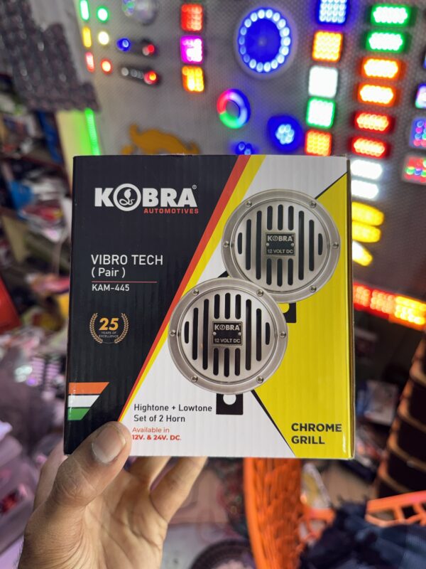 Kobra steel horn 2 pis / Stil horns set of 2 / steel horn / Vibrosonic horns (12volt only) Kobra Automotive Horn / Kam - 445 / Chrome grill horn / waterproof horns