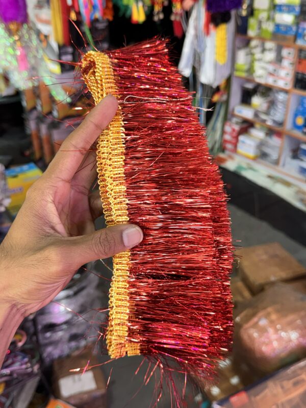 2 pis *Red chamki bundle / kiran less/ chamki less/ chamki patta / 2 पीस आयेगा/ हेवी क्वॉलिटी और पक्की ज़री में बना/ लाल कलर लेस