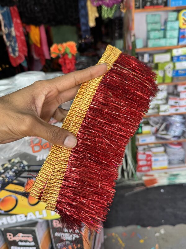 2 pis *Red chamki bundle / kiran less/ chamki less/ chamki patta / 2 पीस आयेगा/ हेवी क्वॉलिटी और पक्की ज़री में बना/ लाल कलर लेस