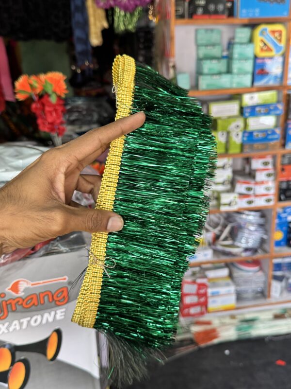 2 pis *Green chamki bundle / kiran less/ chamki less/ chamki patta / 2 पीस आयेगा/ हेवी क्वॉलिटी और पक्की ज़री में बना/ हरा कलर लेस
