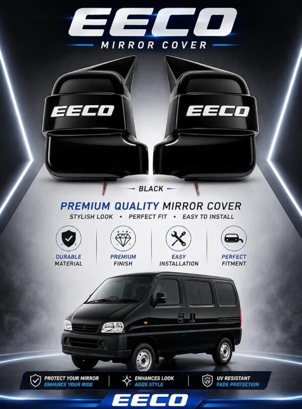 Black Batman Style Mirror Cover BLACK FOR EECO with LED Light | Stylish Side Mirror Cover with Wiring | Premium ABS Exterior Accessory | Easy Installation | Black
27%
off