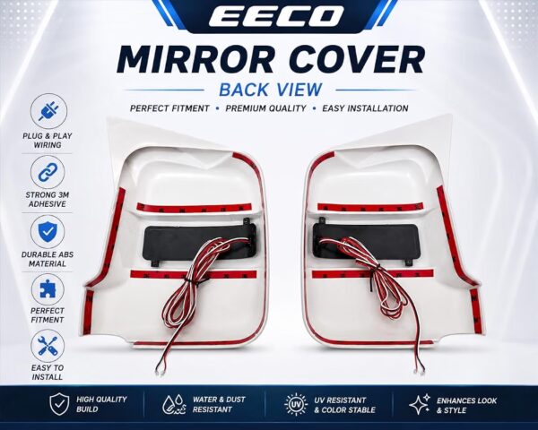 Black Batman Style Mirror Cover BLACK FOR EECO with LED Light | Stylish Side Mirror Cover with Wiring | Premium ABS Exterior Accessory | Easy Installation | Black
27%
off
