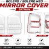 White Batman Style LED Side Mirror Cover for Bolero & Bolero Neo | Premium Glossy Mirror Cap with LED Light & Wiring | Sporty Exterior Styling Accessory | Easy Installation