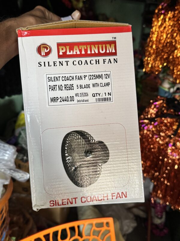 12v Platinum Fan, Radhe Fan / coach fan / 5 blade fan / silent coachfan /  heavy and durable/ unbreakable body / heavy material item / powerful fan (सिर्फ़ सिंगल बैटरी वाले गाड़ियो के लिए)